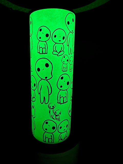 20oz Glow-in-the dark Kodama Stainless Steel cup with plastic lid and plastic straw