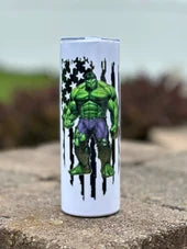20oz Hulk Skinny Stainless Steel cup with plastic lid and plastic straw