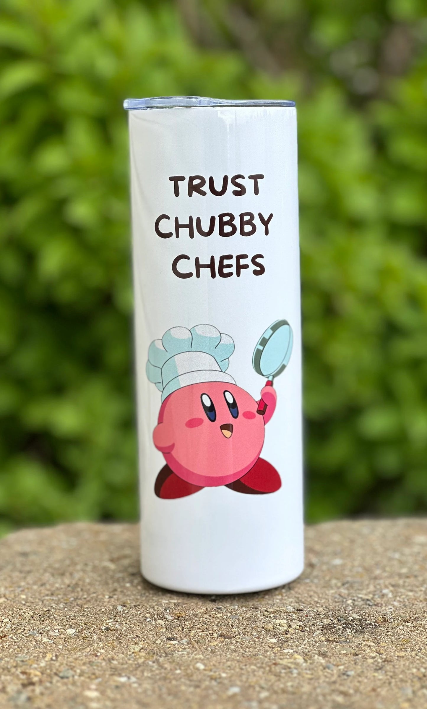20oz chubby chef Skinny Stainless Steel cup with plastic lid and plastic straw