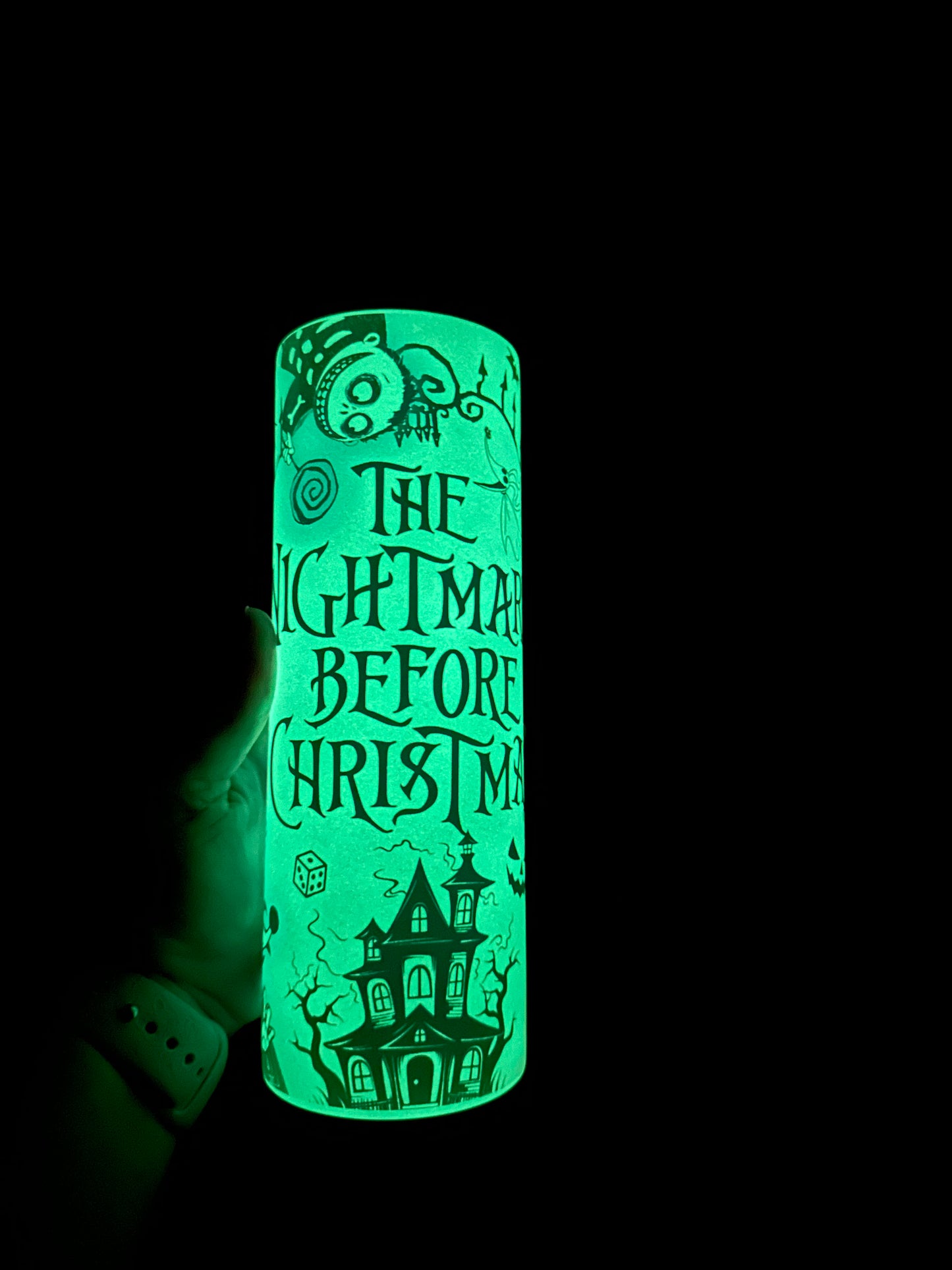 Glow-in-the-Dark Nightmare Before Christmas 20oz Stainless Steel Tumbler | Insulated & Custom Design | Perfect for Halloween Lovers